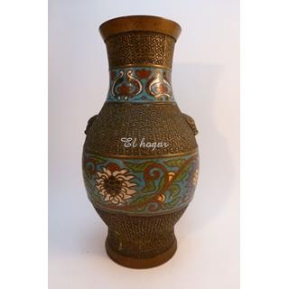Antiguo jarrón de cobre y cloisonné - Imagen 1
