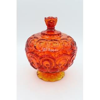 Bombonera de cristal prensado rojo - Imagen 1