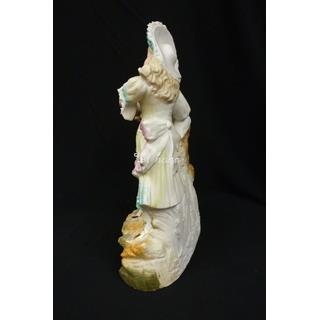 Figura de porcela de biscuit, niña con perro - Imagen 2